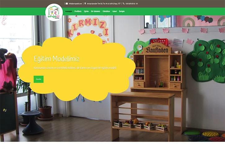Avrupa Elit Anaokulu Web Tasarım