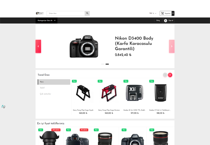 Fotoğraf Makineleri E-ticaret Sitesi