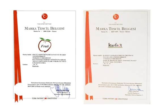Karfrut-Fruti Marka Tescil Belgesi