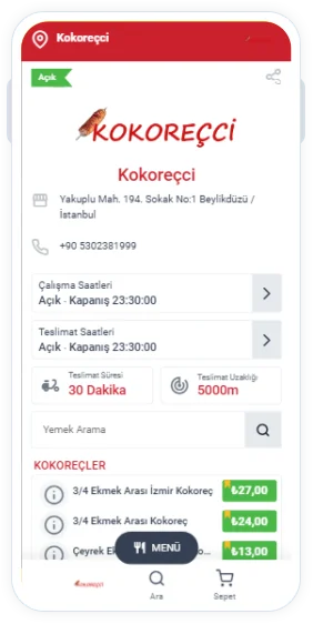 Kokoreç Imbiss Bestell-Website