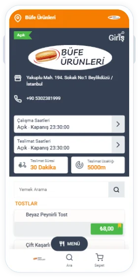 Imbiss Produkte Bestell-Website