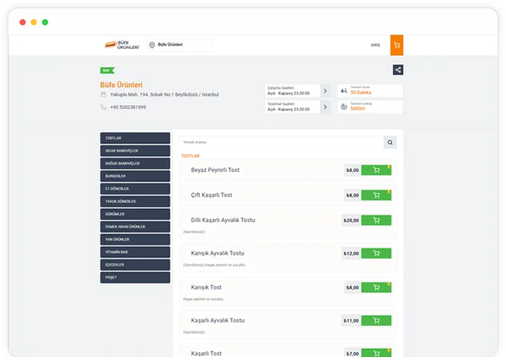 Imbiss Produkte Bestell-Website