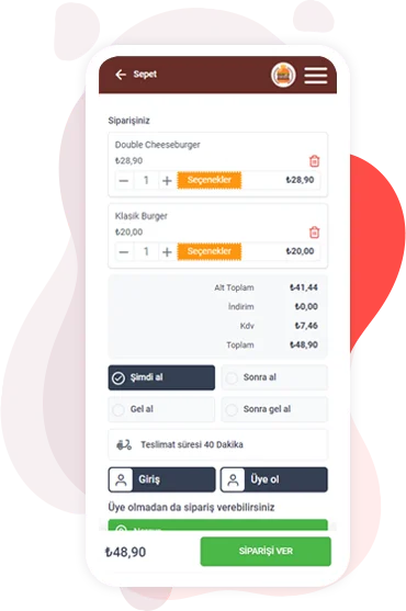Online Mobil Yemek Sipariş Sayfası