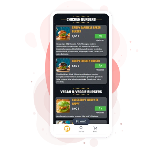 Online Mobil Sipariş Sayfası Menüsü