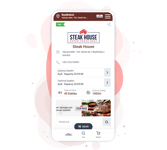 Steak House Restoran Mobil Sipariş Sayfa Örneği
