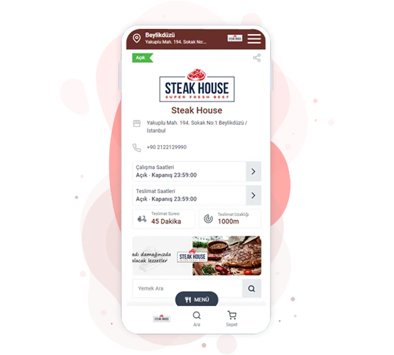 Steak House Restoran Mobil Sipariş Sayfa Örneği