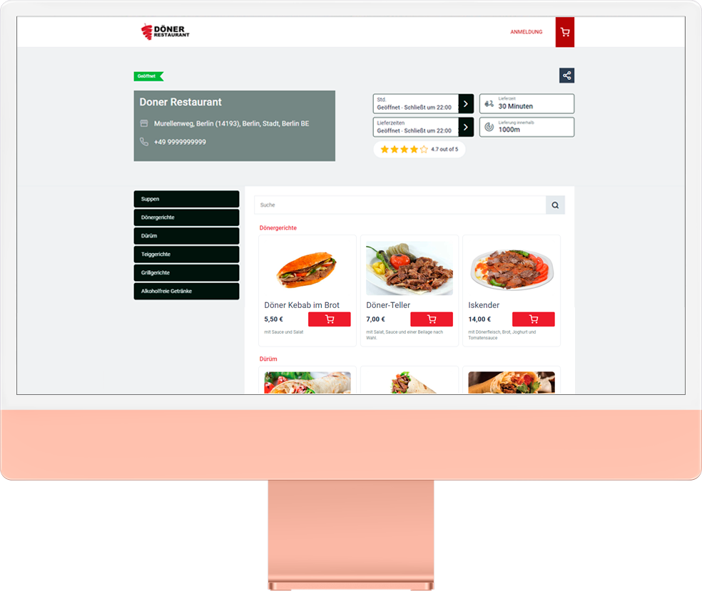 App & Web-Shop Für Döner Restaurant