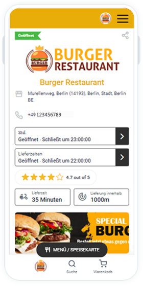 Burger Restaurant Bestellen-Website