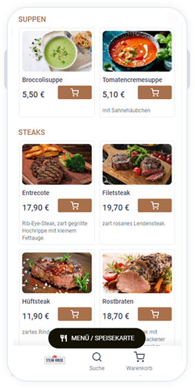 Steak House Bestellen-Website