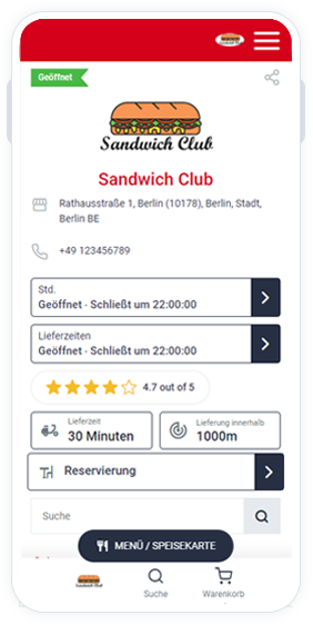 Sandwich Club Bestellen-Website