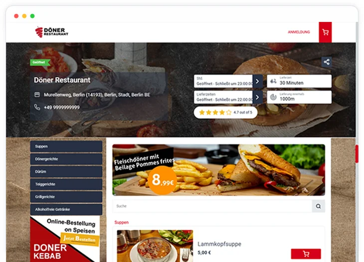 Döner Restaurant Bestellen-Website