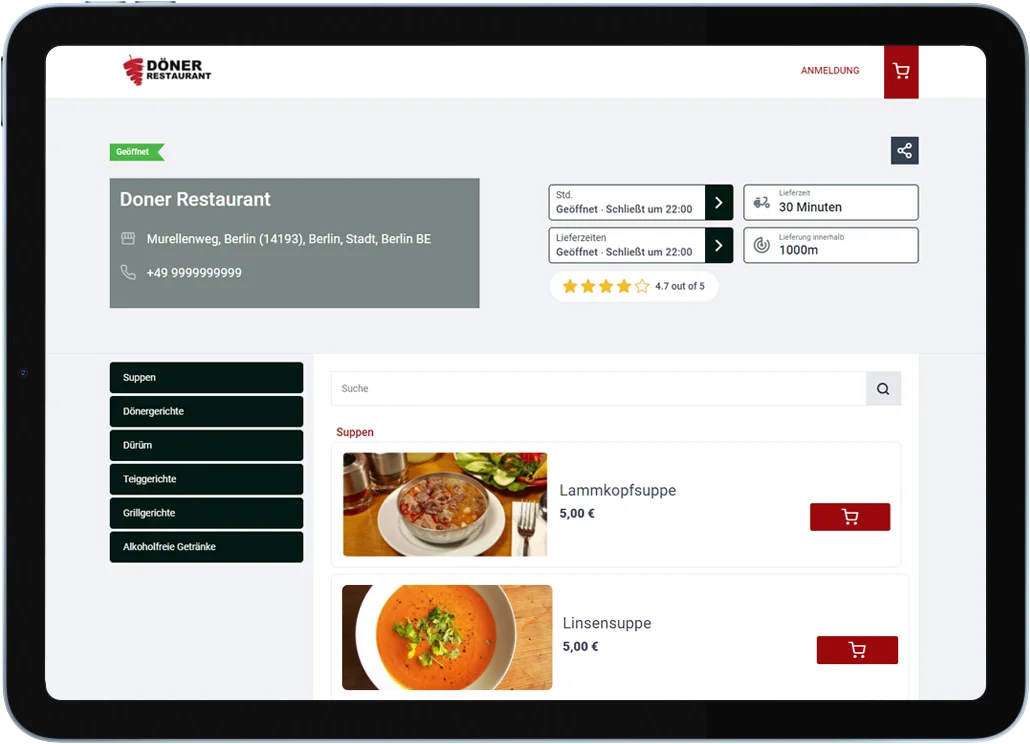 döner - kebap ordering system