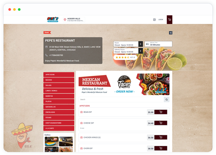 mexican restaurant ordering system