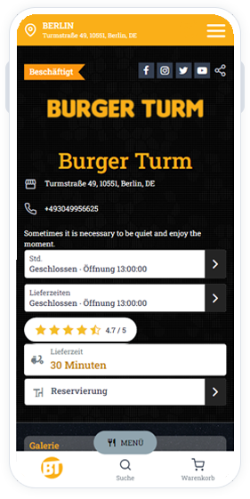 Online-Bestellsystem für Burger Restaurants