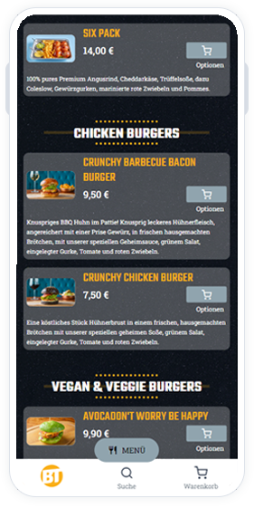 Online-Bestellsystem für Burger Restaurants