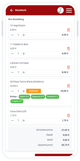 Online-Bestellsystem für Restaurants