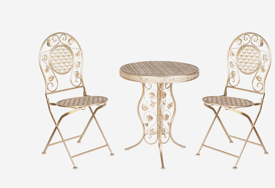 gold ferforje masa sandalye takımı