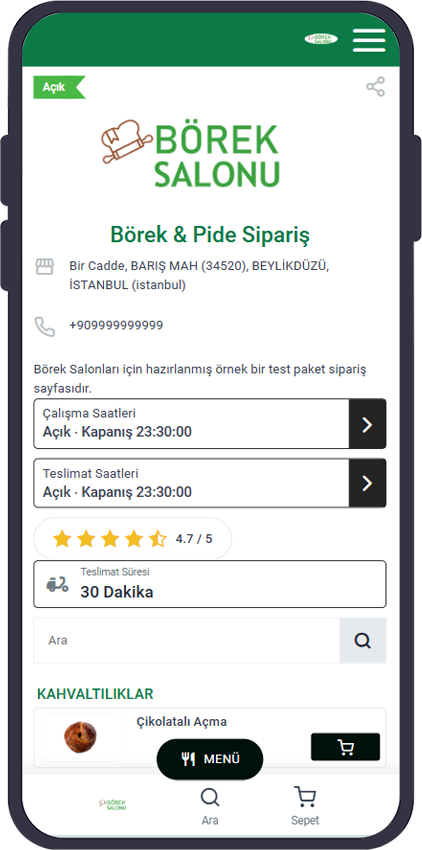 Börekçi Online Sipariş Sistemi