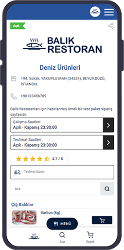 balık restoran mobil sipariş sistemi