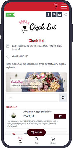 çiçekçi mobil sipariş sistemi