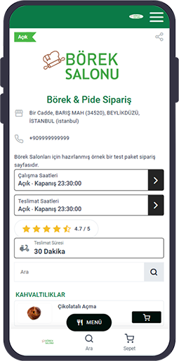 börekçi online sipariş sistemi