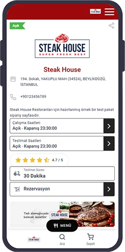 steak house online sipariş sistemi