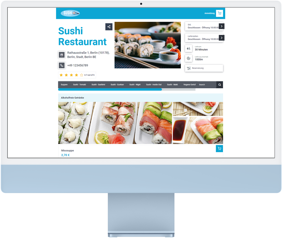 Sushi Restoran Sipariş Sayfası-web