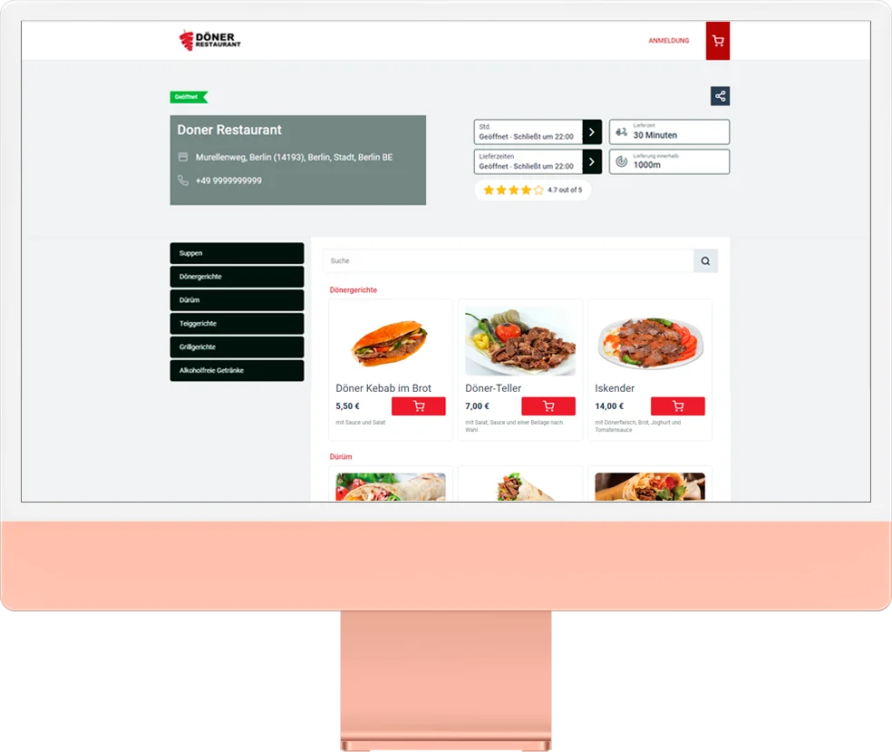 doner restaurant ordering system web