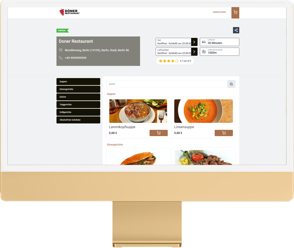 kebab restaurant ordering system web