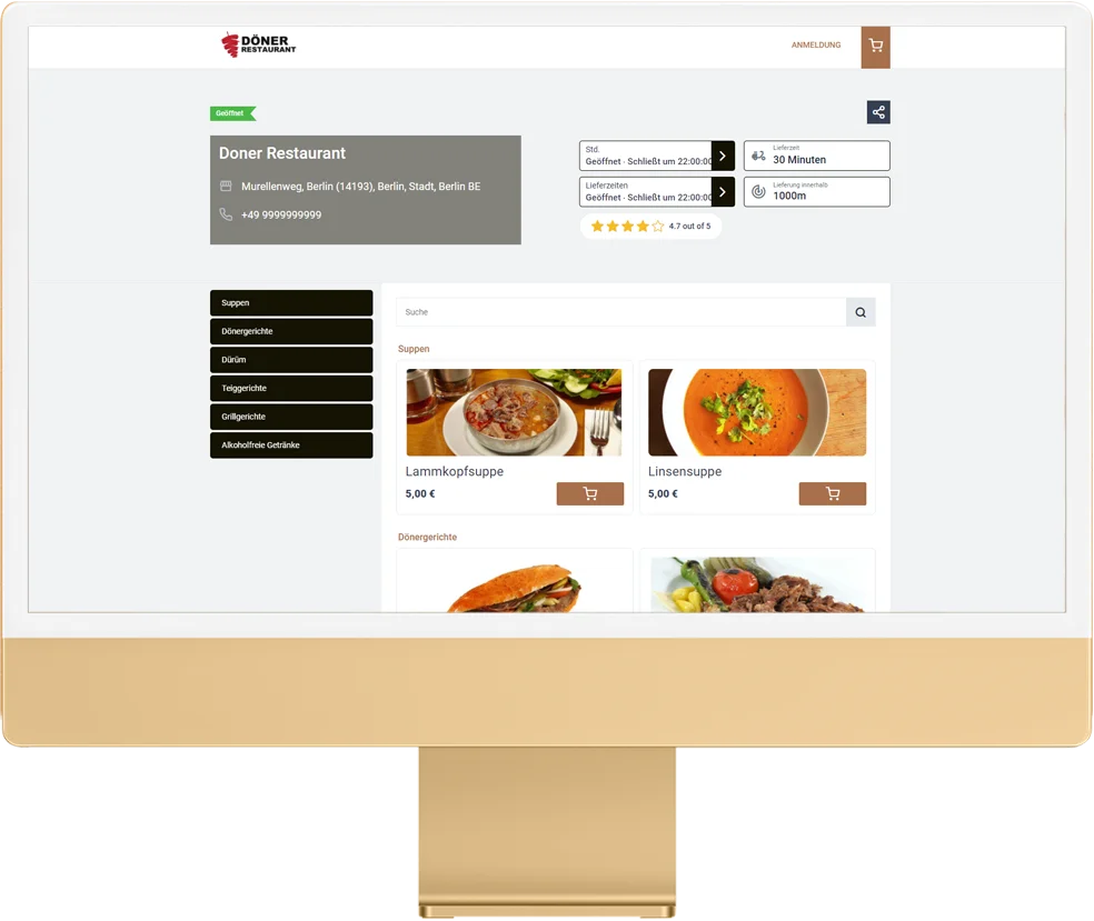 kebab restaurant ordering system web