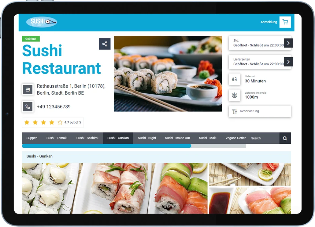 sushi restaurant ordering system tablet